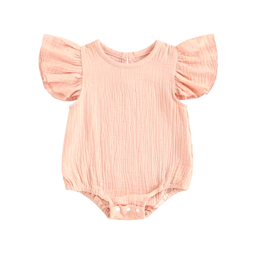 PINK Gauze Romper w/Snaps 9-12M NWT